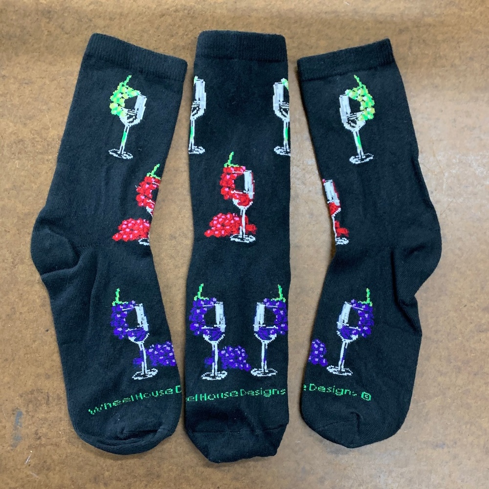 Wine Glasses and Grapes Socks